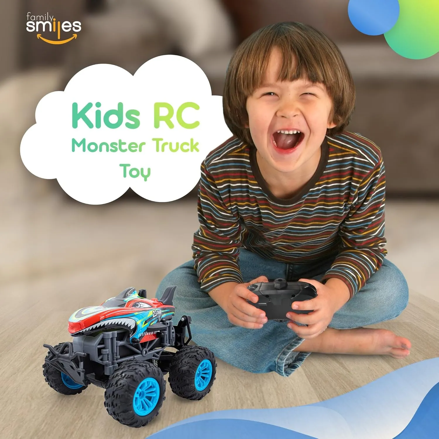 Kids Remote Control Toy Blue Shark Monster Truck RC Vehicle Gift Toys Boys Age 8-12