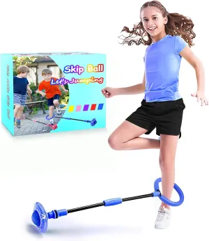 Kids Skip Ball,Foldable Ankle Skip Toys Flashing Jumping Ring Colorful Sports Swing Ball Fitness Fat Burning Jump Rope Exercise Skipping Toy for Kids (Blue)
