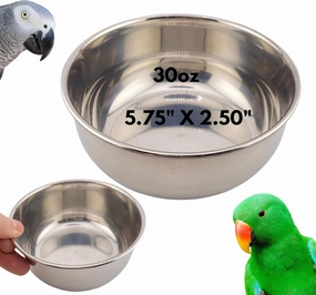 Kings Cages Round Stainless Steel Bowls Cage Feeders Seed Water Parrot Treat Pet, Cockatiel, Parakeet, Conure, Amazon, African Grey, and Similar Breed Sizes (2759 30oz Stainless Steel Bowl)