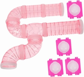 Kisangel 1Set DIY Hamster Tube Tunnel Transparent Adventure Tunnels for Pets Durable Plastic Hamster Cage Connectors Accessories Easy to Install Fun Playgrounds