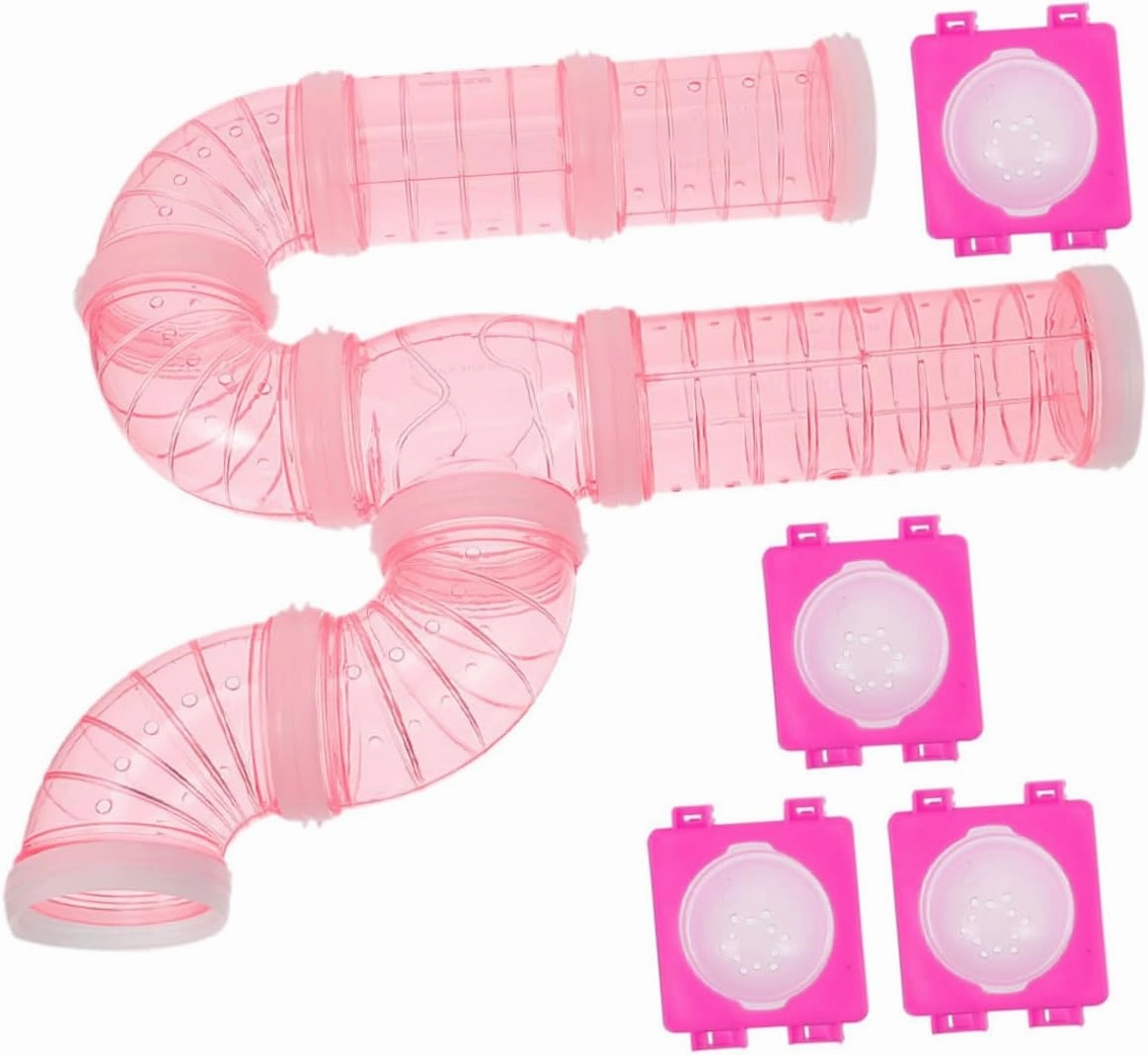 Kisangel 1Set DIY Hamster Tube Tunnel Transparent Adventure Tunnels for Pets Durable Plastic Hamster Cage Connectors Accessories Easy to Install Fun Playgrounds