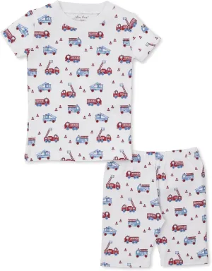 Kissy Kissy Baby Boys Infant Pajamas Flashing Firetrucks Print Short Pajamas Set