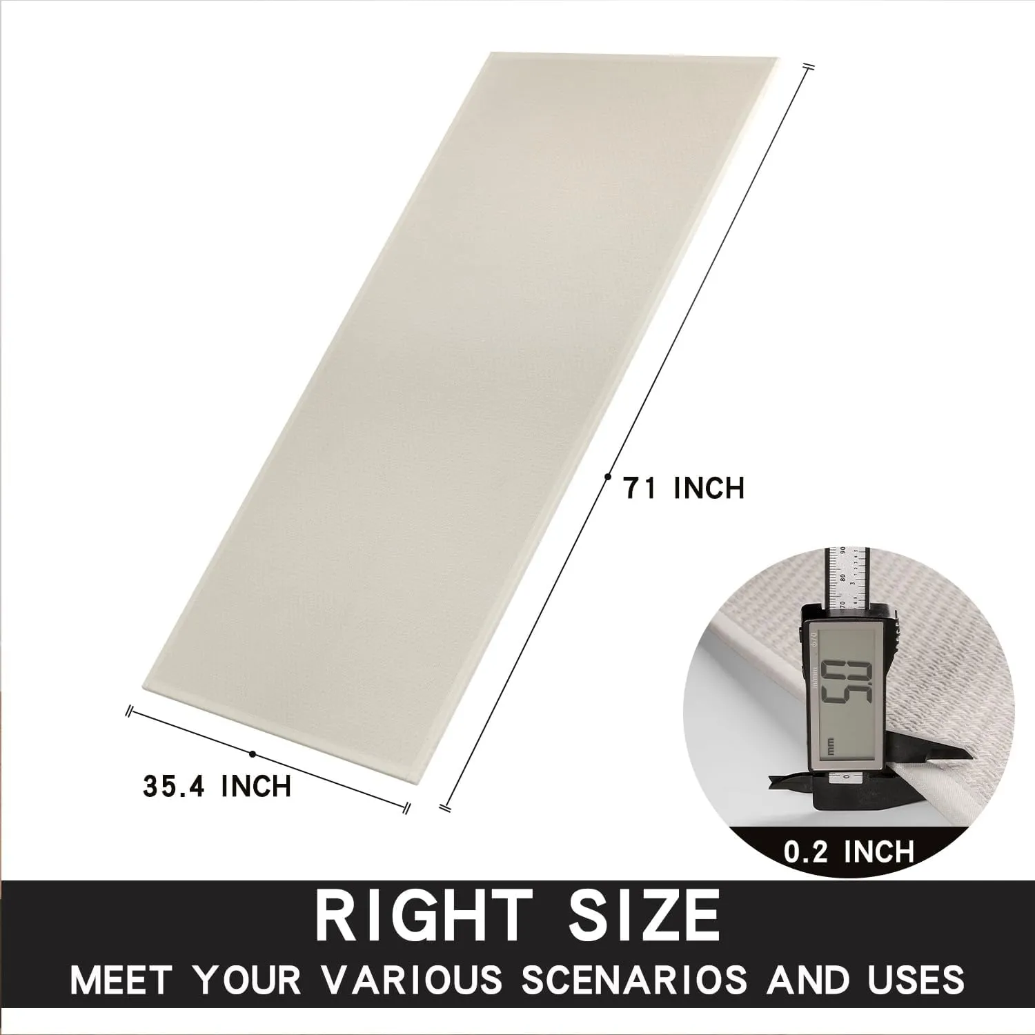 Kitchen Mat, Rubber Backing Cushioned Non Slip Kitchen Rugs for Floor, Absorbent Runner Comfort Standing Mat Rug Washable for Kitchen, Office, Home, 35.4"x71" (Cream)
