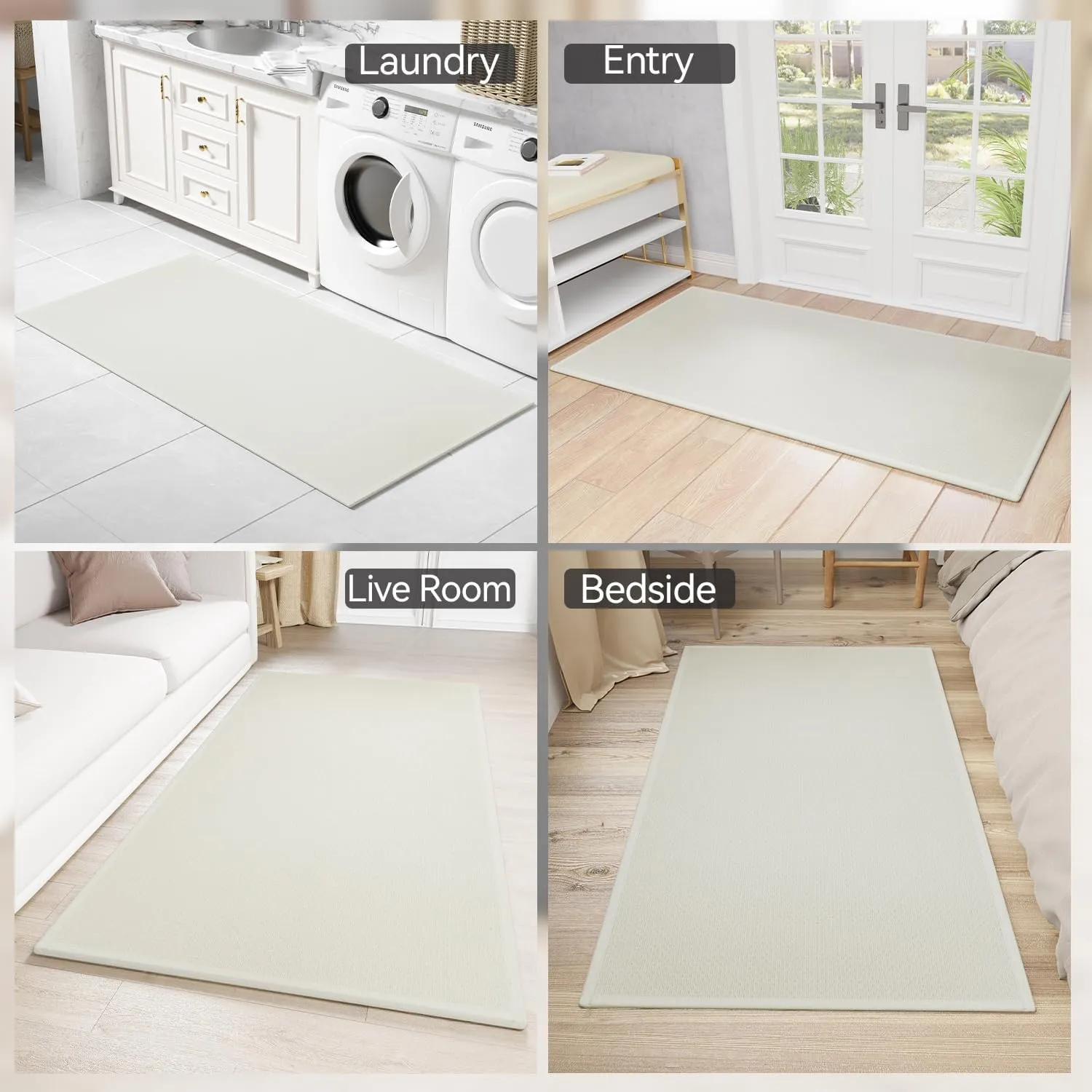 Kitchen Mat, Rubber Backing Cushioned Non Slip Kitchen Rugs for Floor, Absorbent Runner Comfort Standing Mat Rug Washable for Kitchen, Office, Home, 35.4"x71" (Cream)