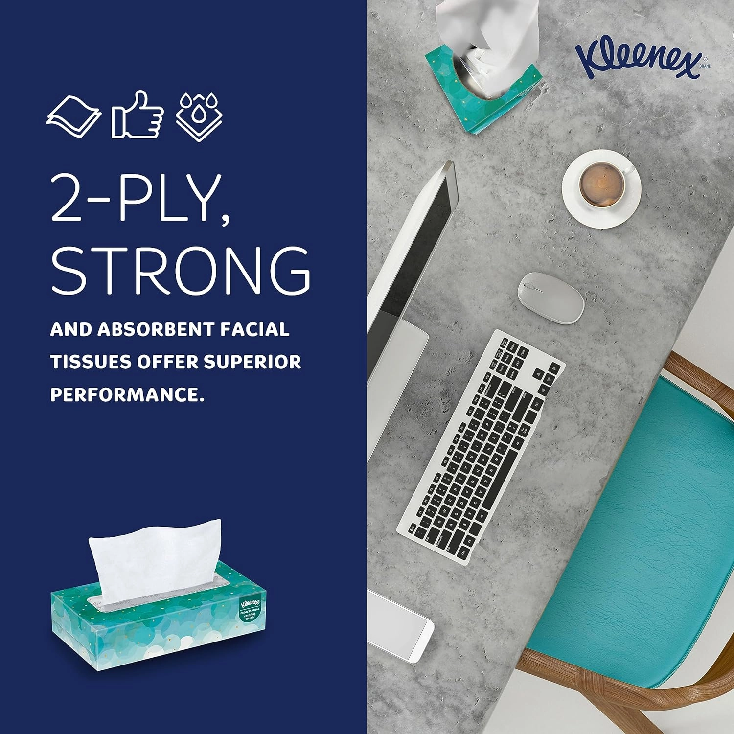 Kleenex Professional Facial Tissue, Bulk (21400), 2-Ply, White, Flat Boxed Format, Designed for Business (100 Tissues/Box, 36 Boxes, 3,600 Sheets/Case)