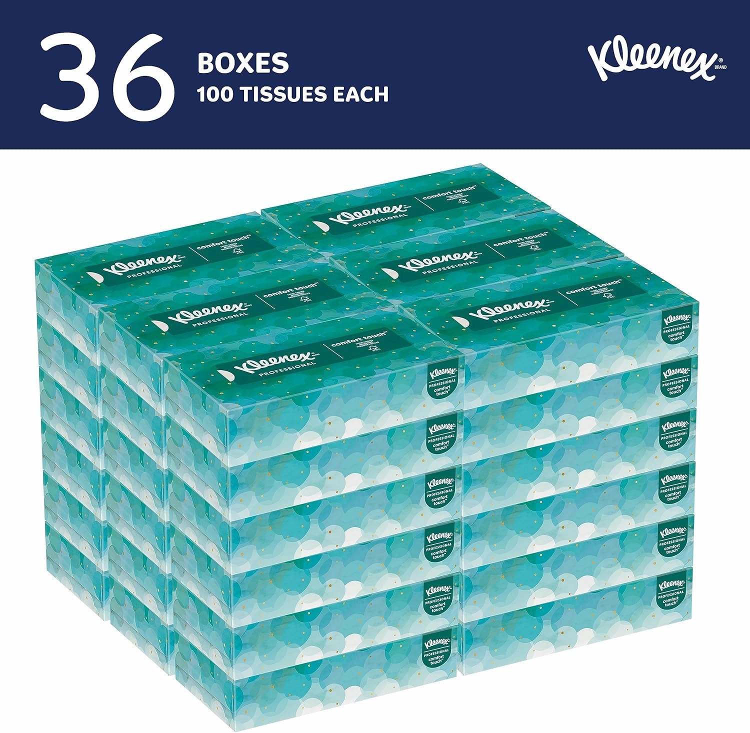 Kleenex Professional Facial Tissue, Bulk (21400), 2-Ply, White, Flat Boxed Format, Designed for Business (100 Tissues/Box, 36 Boxes, 3,600 Sheets/Case)