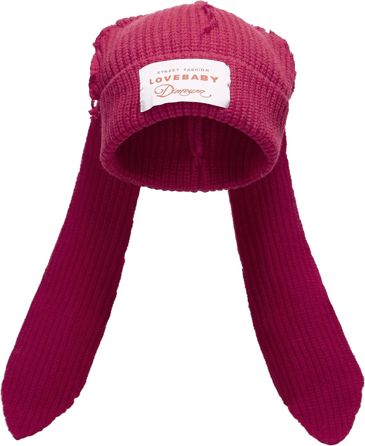 Knit Beanie Hats Cute Bunny Long Ears Funny Hat Fluffy Winter Cap Warm Knit Rabbit Crochet Skull Cap Outdoor Slouchy Hat