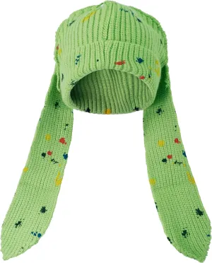 Knit Beanie Hats Cute Bunny Long Ears Funny Hat Fluffy Winter Cap Warm Knit Rabbit Crochet Skull Cap Outdoor Slouchy Hat