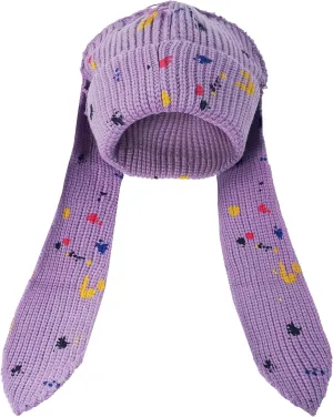 Knit Beanie Hats Cute Bunny Long Ears Funny Hat Fluffy Winter Cap Warm Knit Rabbit Crochet Skull Cap Outdoor Slouchy Hat