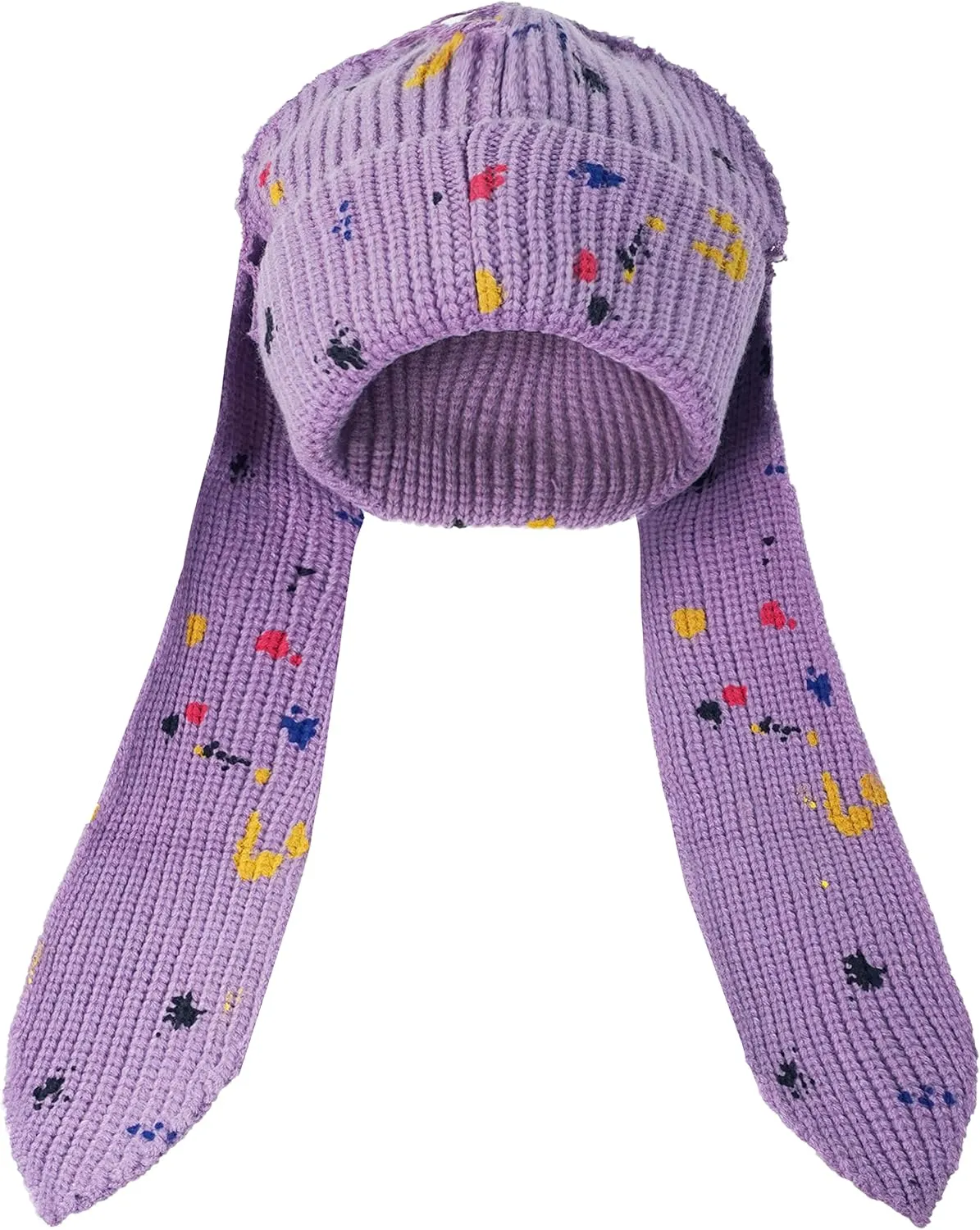 Knit Beanie Hats Cute Bunny Long Ears Funny Hat Fluffy Winter Cap Warm Knit Rabbit Crochet Skull Cap Outdoor Slouchy Hat