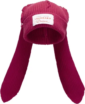 Knit Beanie Hats Cute Bunny Long Ears Funny Hat Fluffy Winter Cap Warm Knit Rabbit Crochet Skull Cap Outdoor Slouchy Hat