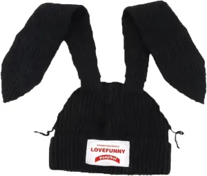 Knit Beanie Hats Cute Bunny Long Ears Grunge Hat Fluffy Winter Cap Warm Knit Rabbit Crochet Outdoor Slouchy Hat