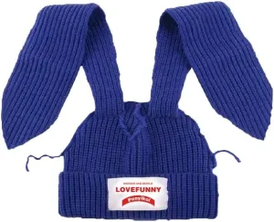 Knit Beanie Hats Cute Bunny Long Ears Grunge Hat Fluffy Winter Cap Warm Knit Rabbit Crochet Outdoor Slouchy Hat