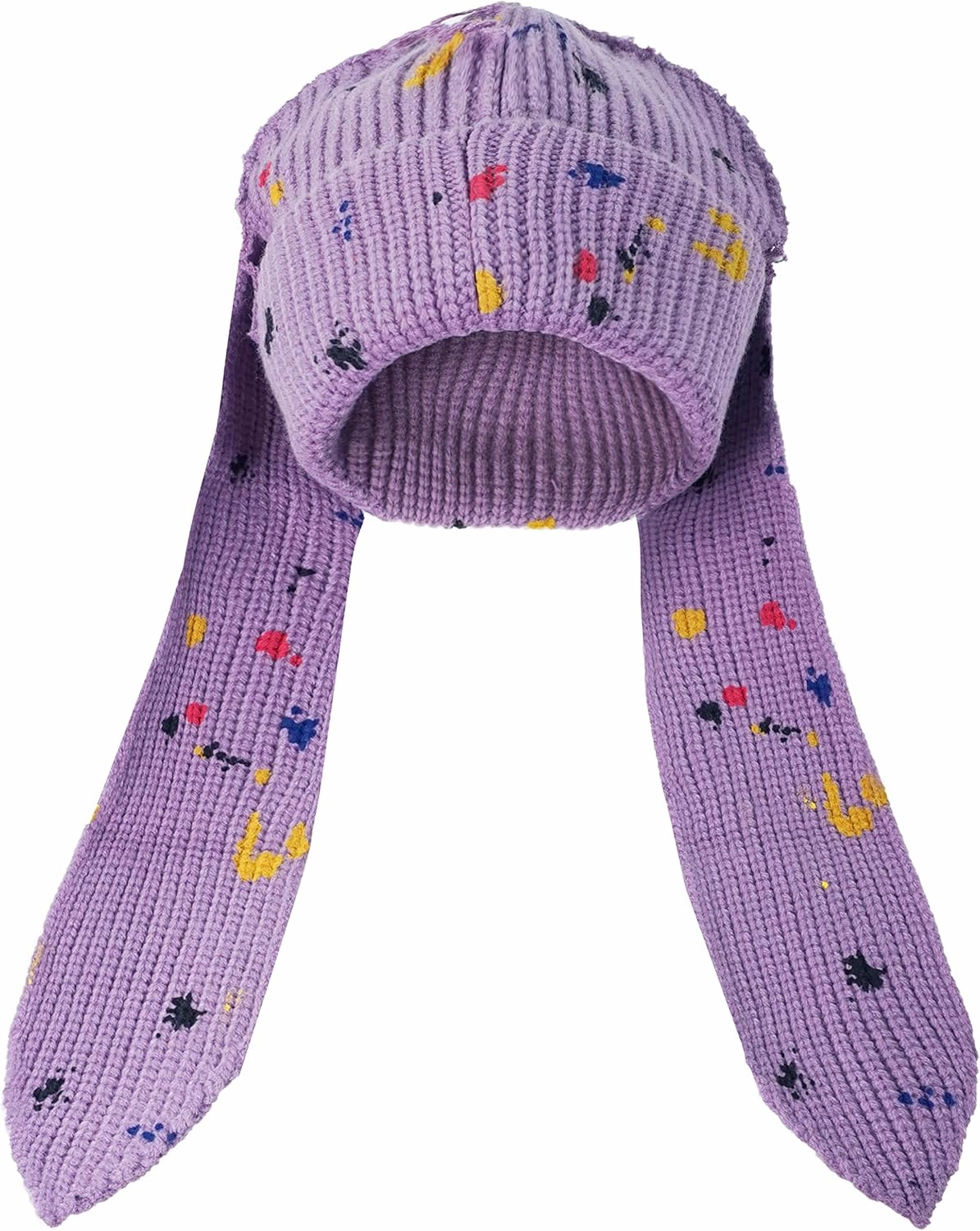 Knit Beanie Hats Cute Bunny Long Ears Funny Hat Fluffy Winter Cap Warm Knit Rabbit Crochet Skull Cap Outdoor Slouchy Hat