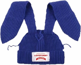 Knit Beanie Hats Cute Bunny Long Ears Grunge Hat Fluffy Winter Cap Warm Knit Rabbit Crochet Outdoor Slouchy Hat