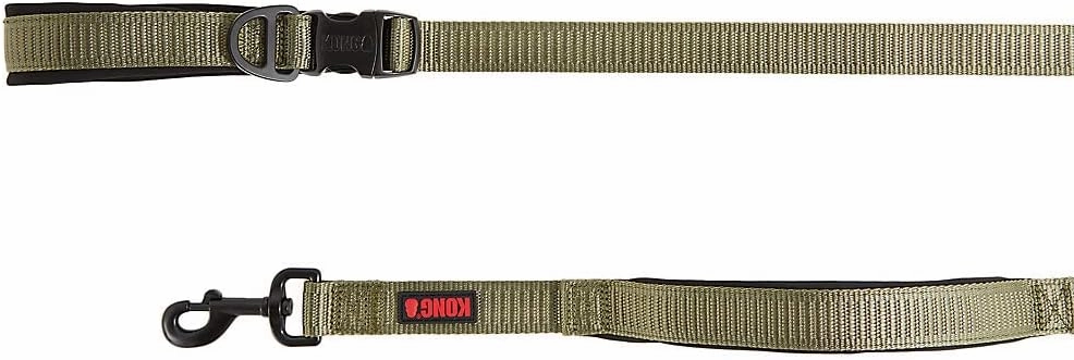 KONG Comfort Ultra Durable Traffic Padded Handle Hands Free Quick Control Leash 6' (Green)