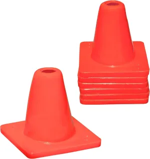 Koozam Sports 6 Pack Heavy Duty 6 Inch Sports Pro Training Cones - Won't Fly Away in Wind Or Crack for Football, Soccer, Parking, Construction, Safety & More