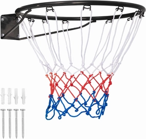 KOTEK 15"/18" Basketball Rim, Wall Door Mounted Basketball Hoop Replacement with All Weather Net, Basketball Rim Goal for Indoor Outdoor Driveway Garage Backyard