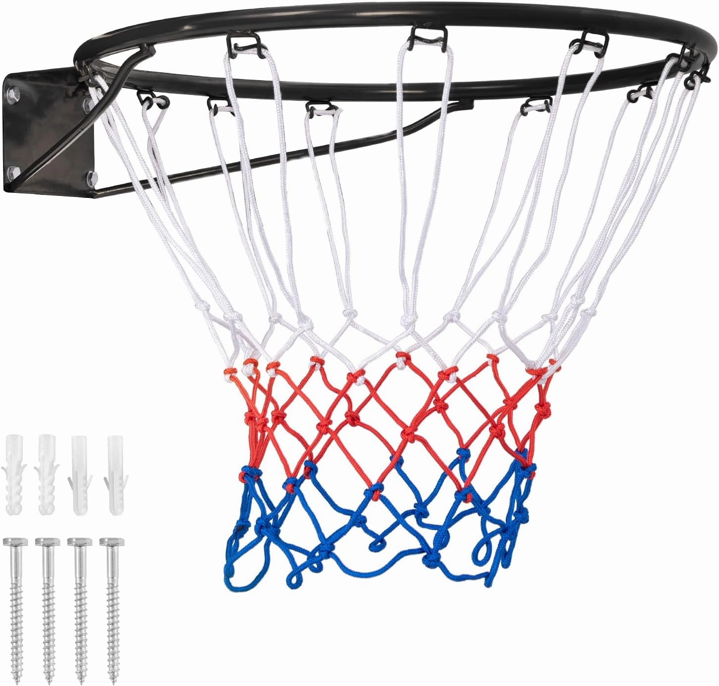 KOTEK 15"/18" Basketball Rim, Wall Door Mounted Basketball Hoop Replacement with All Weather Net, Basketball Rim Goal for Indoor Outdoor Driveway Garage Backyard
