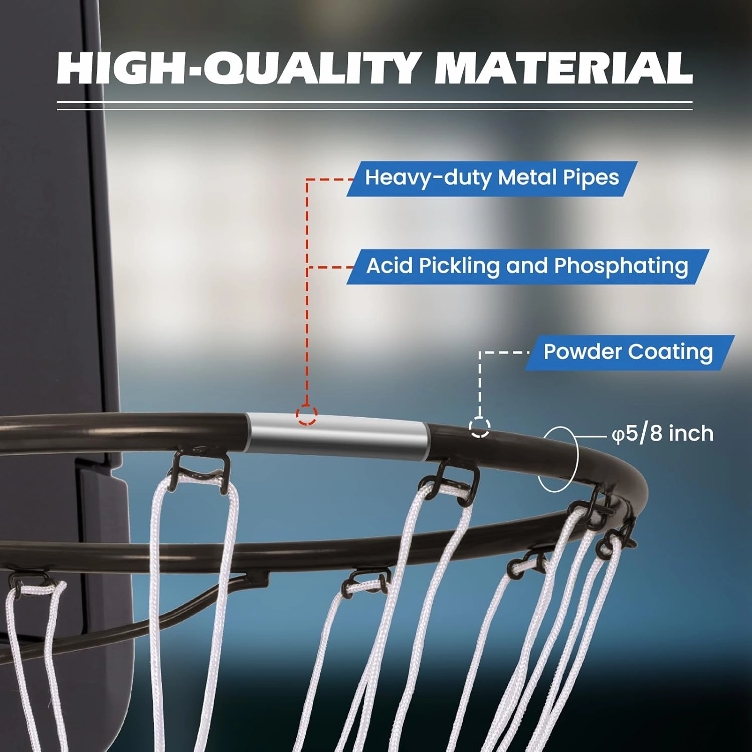 KOTEK 15"/18" Basketball Rim, Wall Door Mounted Basketball Hoop Replacement with All Weather Net, Basketball Rim Goal for Indoor Outdoor Driveway Garage Backyard