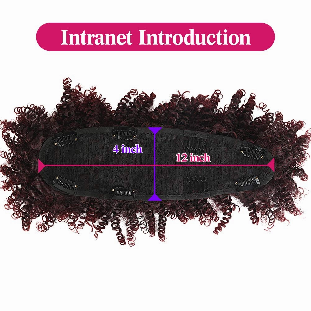 KRSI Women's Synthetic Red Wine Spring Curly Mohawk Wig with Bangs and Ponytail