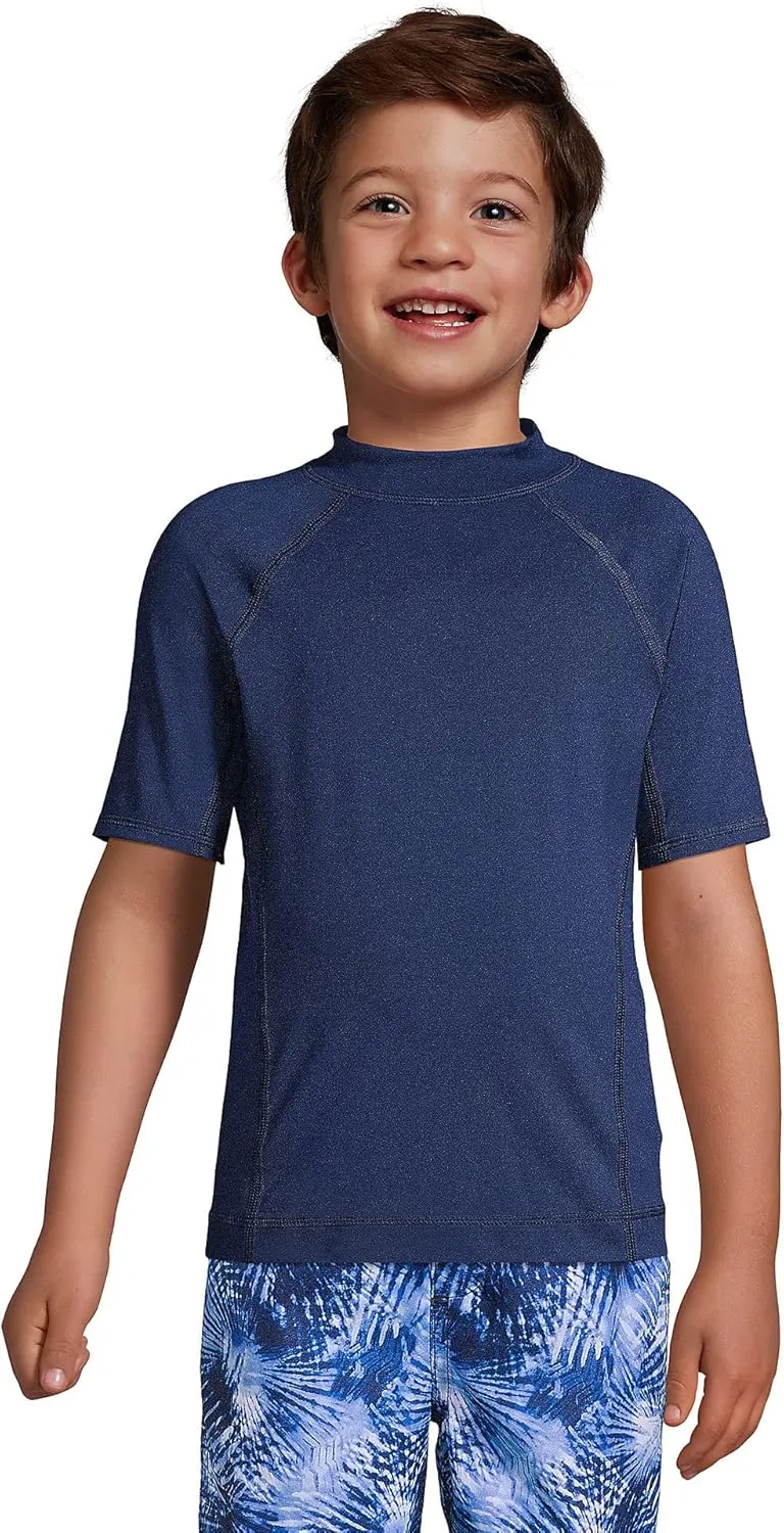 Lands' End Boys Short Sleeve UPF 50 Sun Protection Rash Guard