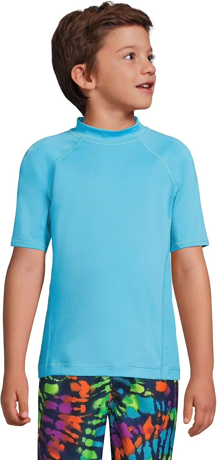 Lands' End Boys Short Sleeve UPF 50 Sun Protection Rash Guard
