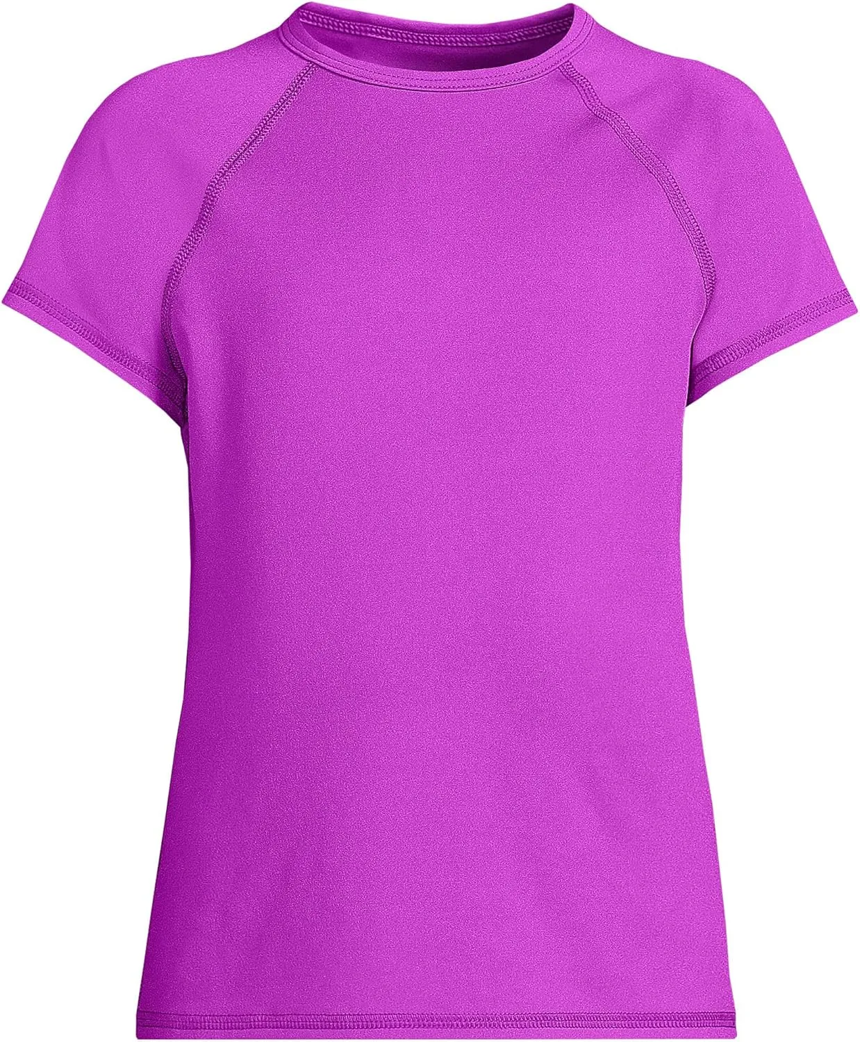Lands' End Girls Slim Short Sleeve Crew Neck UPF 50 Swim Rash Guard