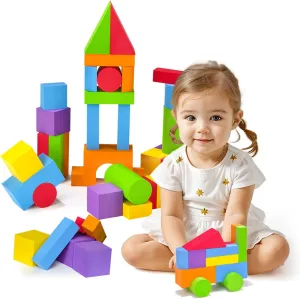 Large Building Blocks for Toddlers 2-3, Big Foam Building Blocks, Baby Bath Toys, Soft Stacking Blocks Set, Montessori & Sensory Learning Toys for 18  Month Old Boys & Girls (36PCS)