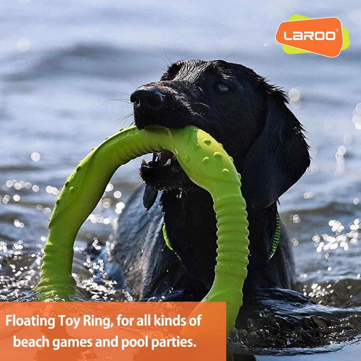 LaRoo Dog Flying Ring Toys, Floating Flying Dog Disc Toys, Summer Pet Training Outdoor Durable Chew Toys for Medium and Large Dogs (Medium Green/22cm)