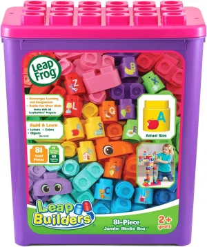 LeapFrog LeapBuilders 81-Piece Jumbo Blocks Box, Pink