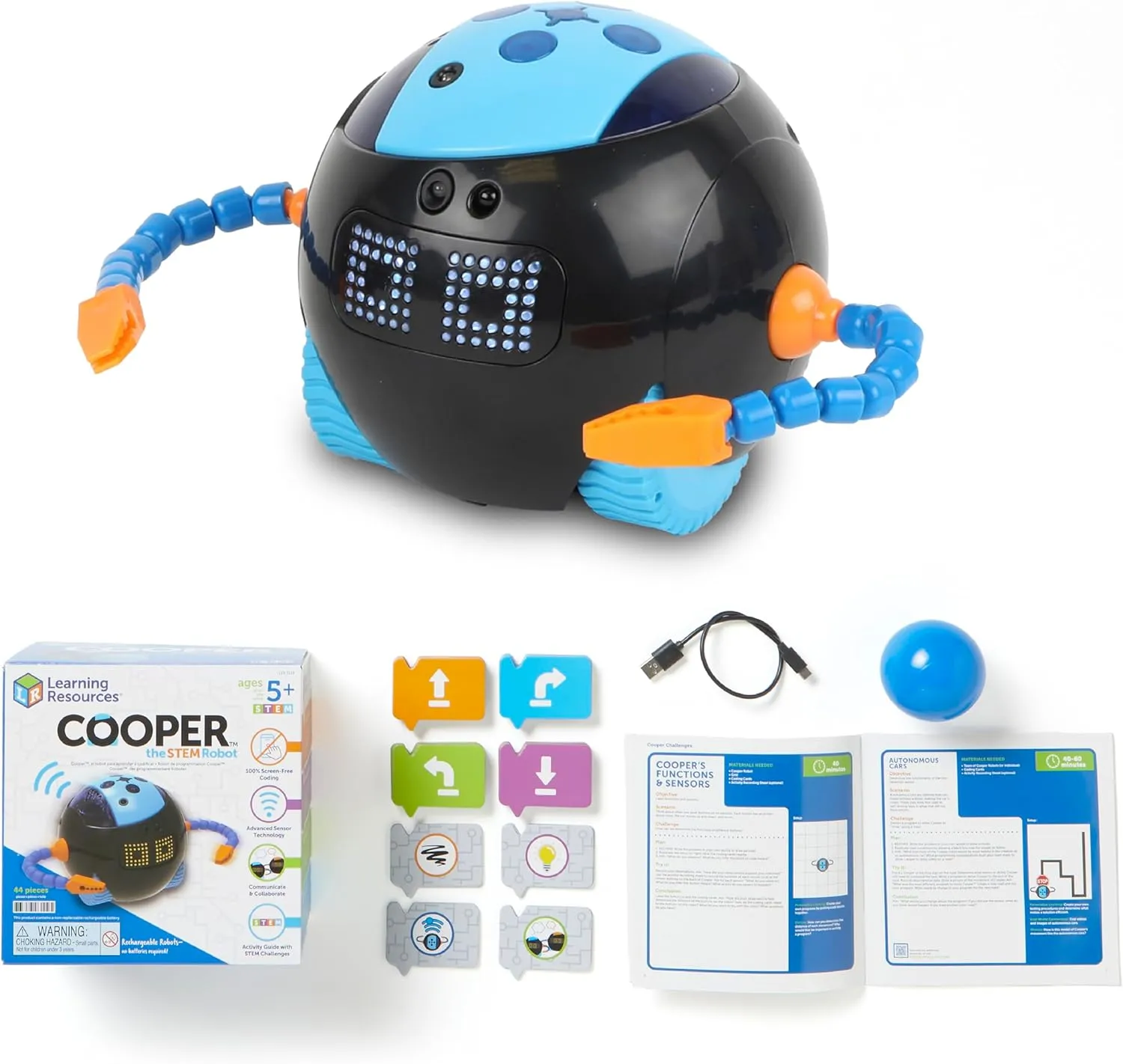 Learning Resources Cooper The STEM Robot - Coding for Kids, Building Toys, Robotics Kids, Montessori Programming, Gifts for Boy and Girls, Classroom Must Haves, Interactive Homeschool Supplies