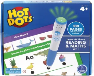 Learning Resources Hot Dots Learn at Home Reading & Maths Set 1, Interactive Preschool Literacy & Maths Learning, 2 Activity Books, 100 Pages, Ages 4 