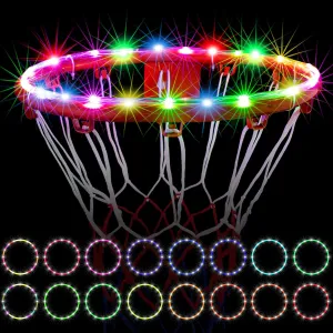 LED Basketball Hoop Lights, Remote Control Waterproof Basketball Rim Lights with 17 Colors and 7 Lighting Modes, Super Bright to Play at Night Outdoors, Good Gift for Christmas Children