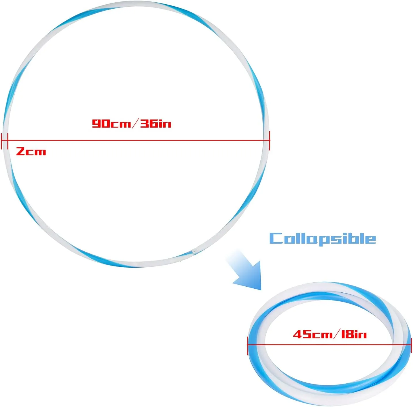 LED Hoop Dance Fitness Exercise Light Up Hoop for Kids & Adults, Auto Color Changing Strobe Glow Light, 36in (2 AA Batteries Needed, Not Included)