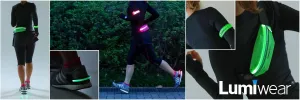 LED Reflective Running Belt with USB Rechargeable - Key, iPhone X 6 7 8 Plus Cell Phone Holder for Sports - Waist Fanny Pack for High Visibility During Walking and Cycling (White)
