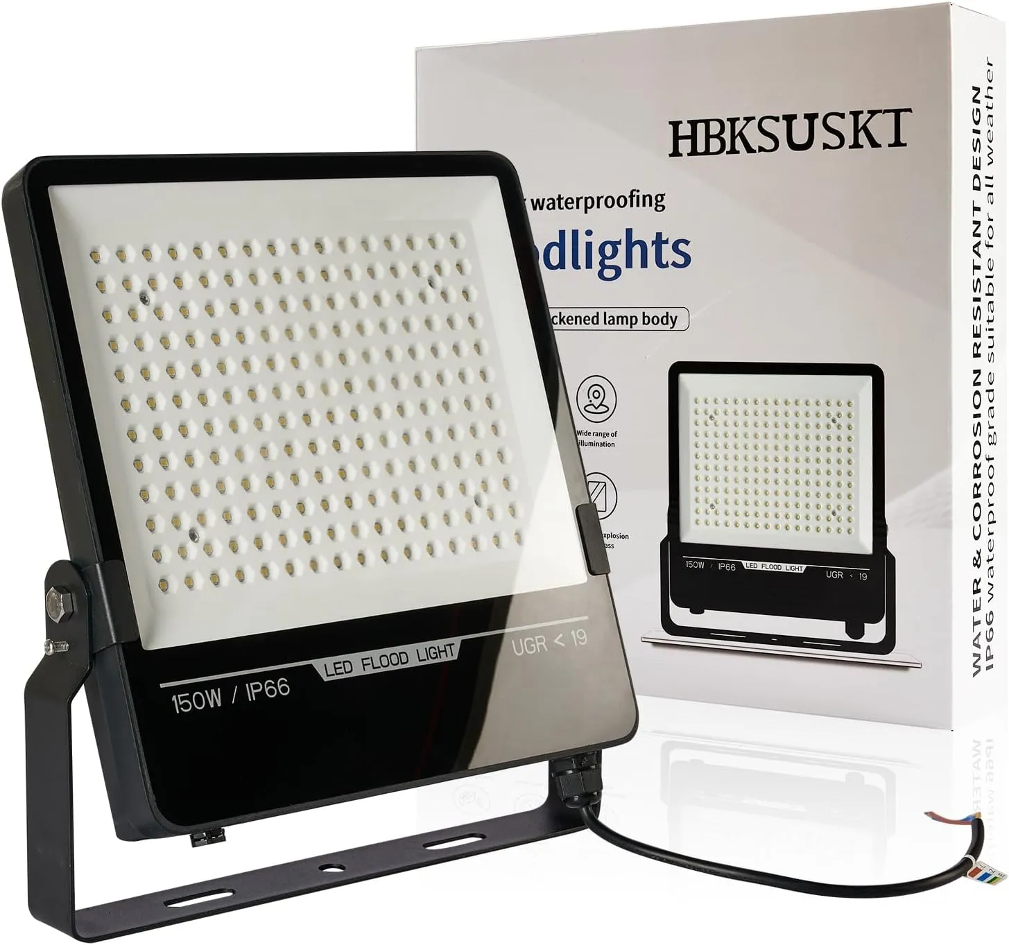 LED Stadium Flood Lights Outdoor, 150W IP66 Waterproof, Wall Mount - Super Bright for Sports Areas, Basketball & Football Courts, Parks, Garages, Billboards, and Architectural Facades.