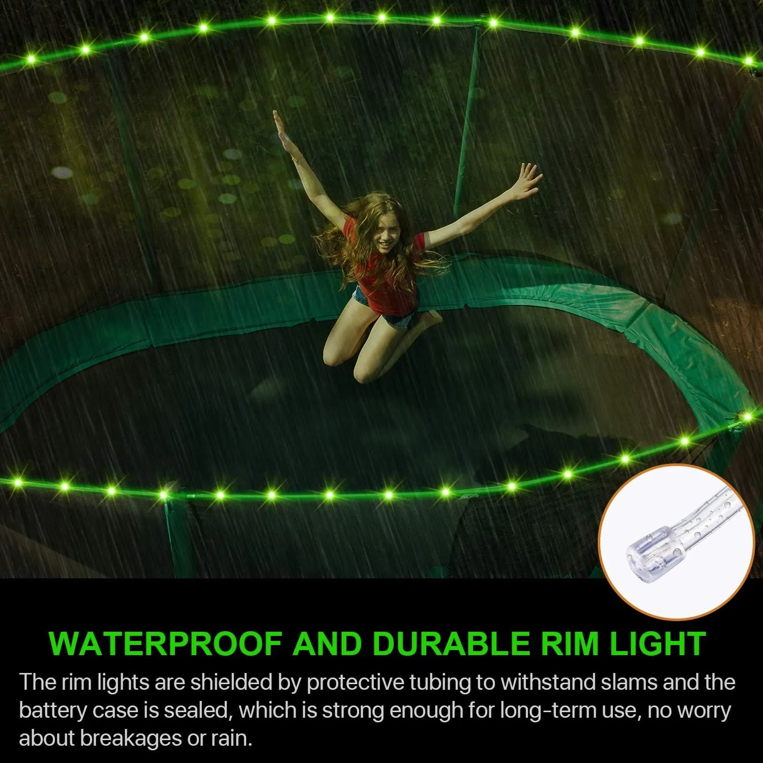 LED Trampoline Lights，remote control Trampoline Rim LED Light for 12Ft Trampoline, 16 color change by yourself, waterproof，Super Bright to Play at Night Outdoors, good gift for kids