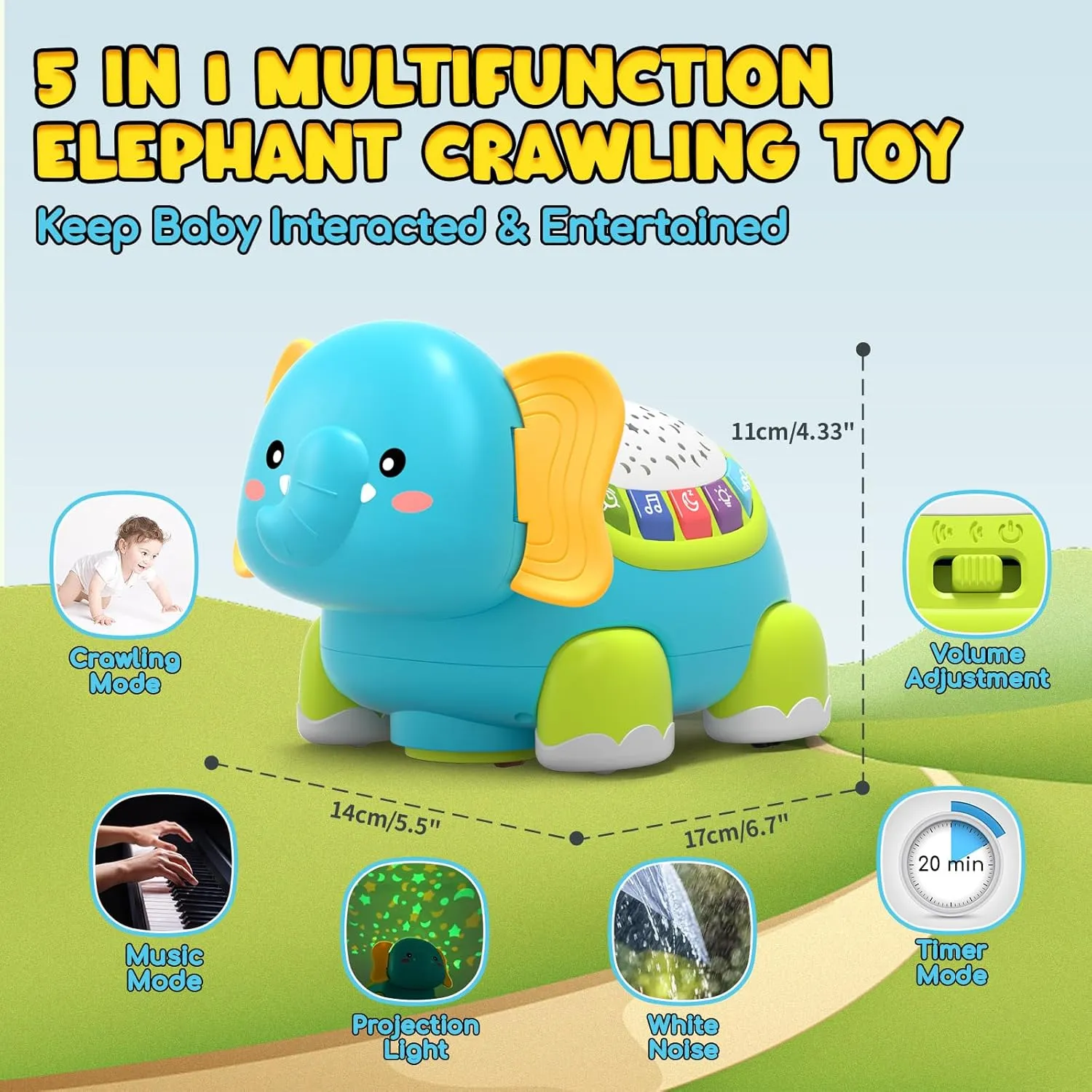 Lehoo Castle Baby Crawling Toys 6-12 Months, Musical Moving Toys for Boys & Girls, 0-6 Months Montessori Infant Toys, Gifts for Newborn First Birthday