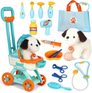Lehoo Castle Doctor Kit for Kids, Vet Play Sets, Veterinarian Kit Pretend Play Doctor Set with Dog Bag, Medical Kits Doctor Toys Gift for Boys Girls Aged 3 4 5 6