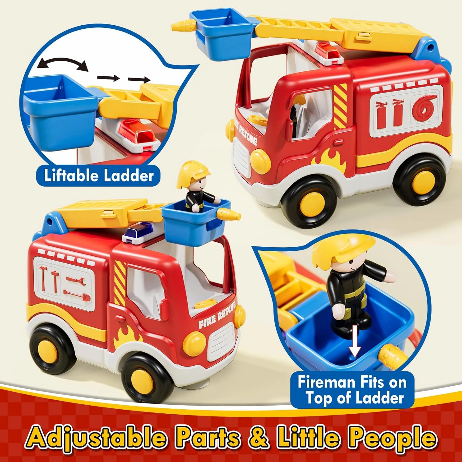 Lehoo Castle Remote Control Car for Toddlers, Fire Trucks for Toddlers 3-5, Remote Control Police Car Toy with Sounds & Lights, Toys for 3  Year Old Boys, Gifts for 3 4 5 Year Old Boys Girls