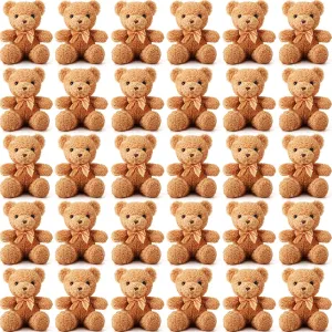 Lenwen 30 Pcs Bear Stuffed Animal Plush Bulk 12 Inch Brown Small Bear Plush Toy Cute Soft Stuffed Bears Doll for Boy Girl Cuddling and Playing Baby Shower Birthday Party Gifts