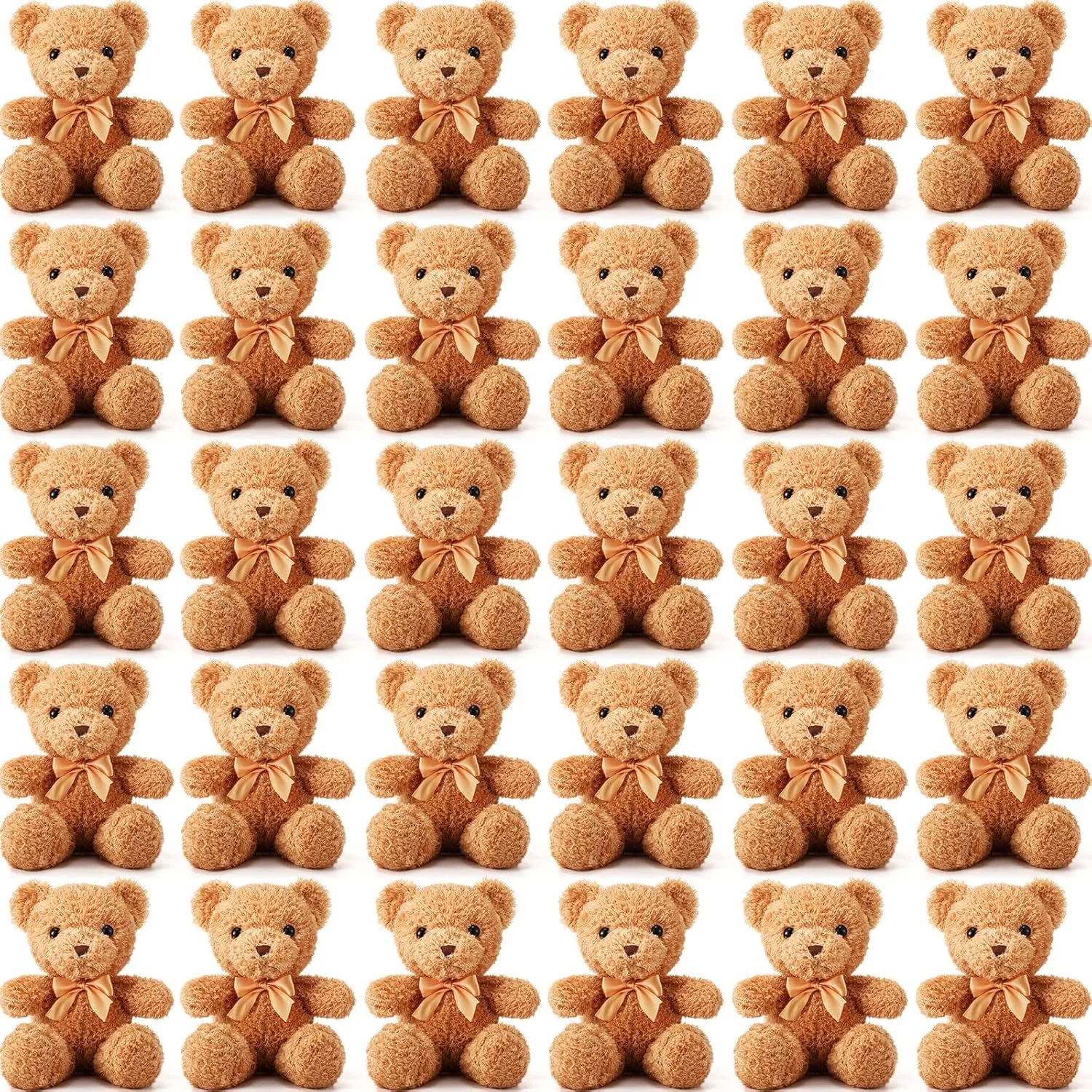 Lenwen 30 Pcs Bear Stuffed Animal Plush Bulk 12 Inch Brown Small Bear Plush Toy Cute Soft Stuffed Bears Doll for Boy Girl Cuddling and Playing Baby Shower Birthday Party Gifts
