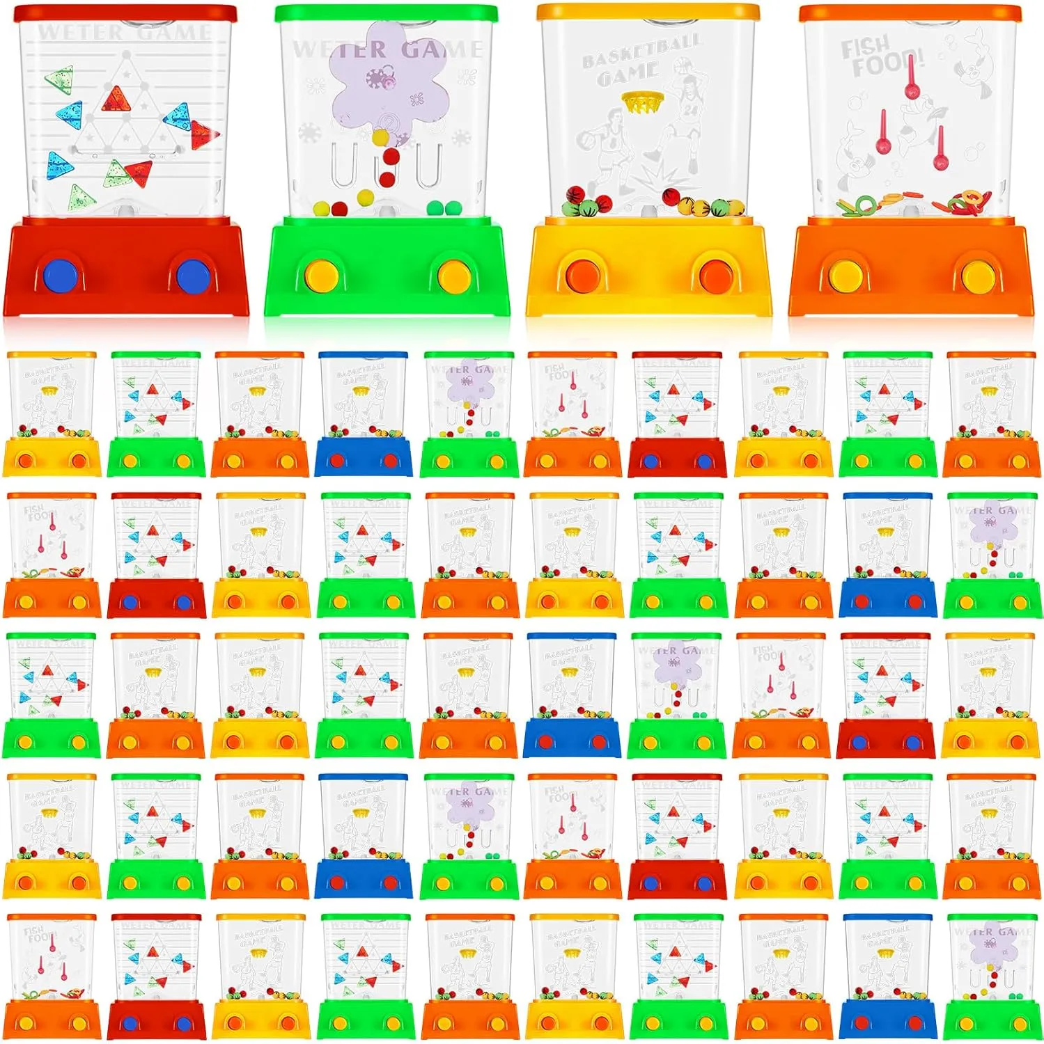 Lewtemi 60 Pcs Water Ring Toss Handheld Game Bulk Retro Pastime Games Handheld Toys Party Favor Basketball Fun Gifts, Without Water(Cute)