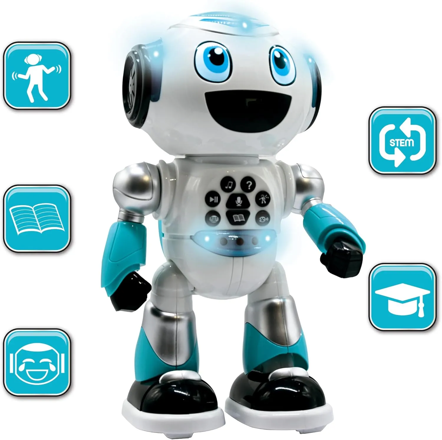LEXiBOOK - Powerman Advance - Remote Control Robot, Interactive and Educational Toy for Children, Walks, Dances, Plays Music, Makes and Tells Stories, Educational quizzes, STEM programmable - ROB28EN