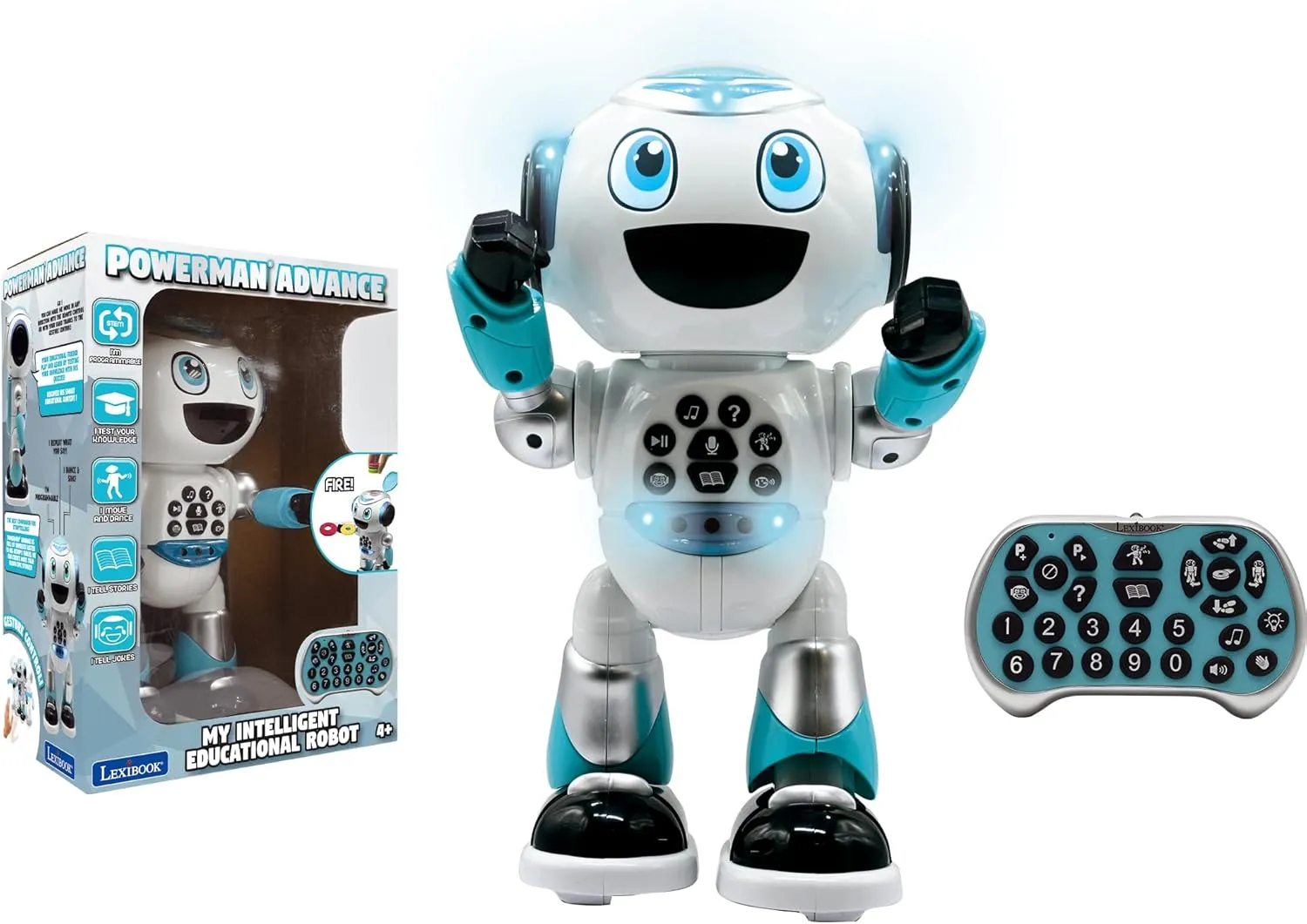 LEXiBOOK - Powerman Advance - Remote Control Robot, Interactive and Educational Toy for Children, Walks, Dances, Plays Music, Makes and Tells Stories, Educational quizzes, STEM programmable - ROB28EN