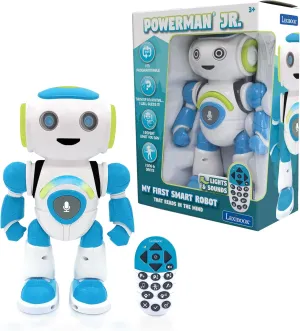 Lexibook - Powerman Jr. Smart Interactive Toy That Reads in The Mind Toy for Kids Dancing Plays Music Animal Quiz STEM Programmable Remote Control Boy Robot Junior Green/Blue - ROB20EN