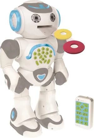 Lexibook Powerman Max, Remote Control Walking Talking Toy Robot STEM Programmable, Dances, Sings, Tells 10,000 Stories, 300  Learning Quiz, Shooting Discs and Voice Repeat for Kids 4  ROB80US