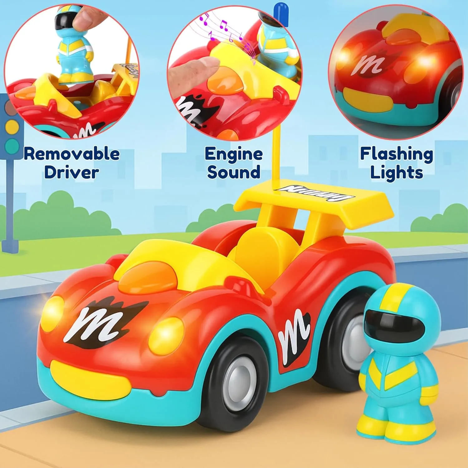 Liberty Imports My First Cartoon RC Remote Control Cars for Toddlers Ages 1-3, Radio Control Toy for Baby, Kids 18 Months  (Race Car   Police Car)