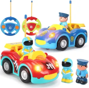 Liberty Imports My First Cartoon RC Remote Control Cars for Toddlers Ages 1-3, Radio Control Toy for Baby, Kids 18 Months  (Race Car   Police Car)